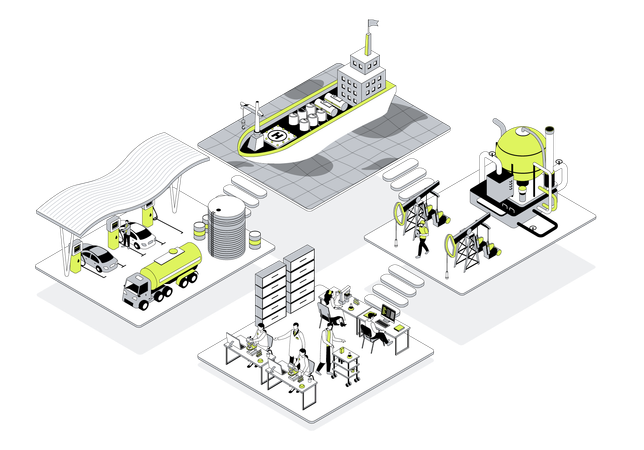 Personnes travaillant dans l’industrie pétrolière  Illustration