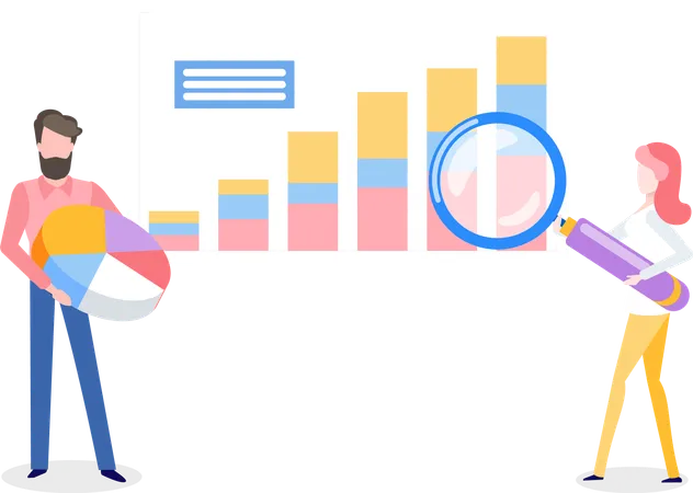 Les personnes travaillant sur l'analyse commerciale des données  Illustration