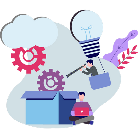 Personnes travaillant sur la gestion du cloud  Illustration