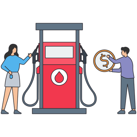 Les personnes travaillant sur la sécurité des carburants  Illustration