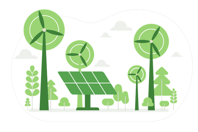 Les gens utilisent l'énergie écologique  Illustration