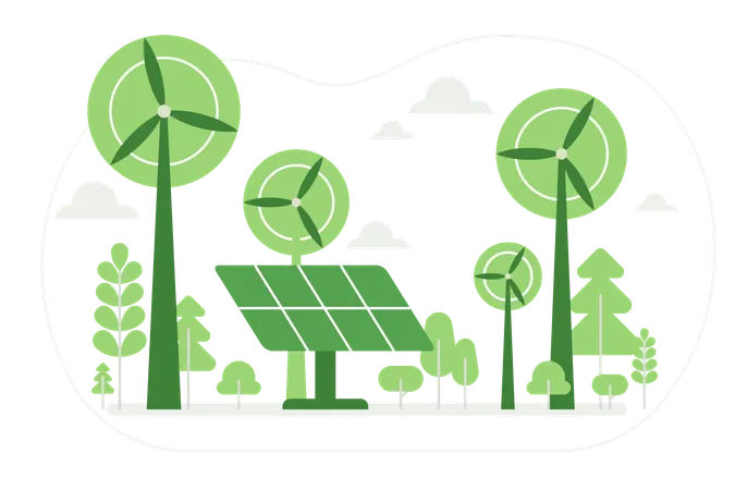 Les gens utilisent l'énergie écologique  Illustration