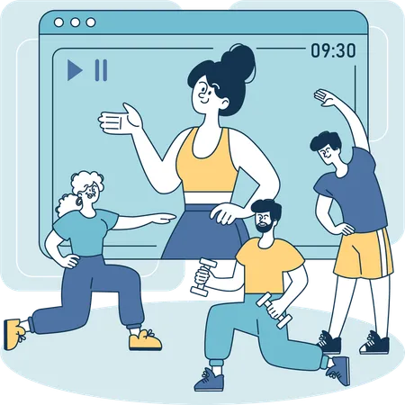 Personnes utilisant l'application Fitness  Illustration