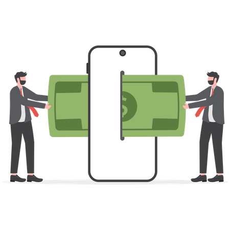 Personnes utilisant une application bancaire mobile  Illustration