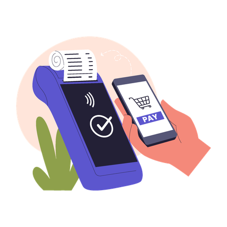 Les personnes utilisant le paiement sans contact avec leur smartphone  Illustration