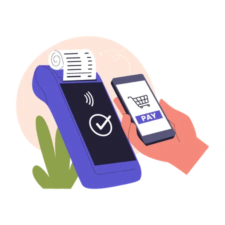 Les personnes utilisant le paiement sans contact avec leur smartphone  Illustration