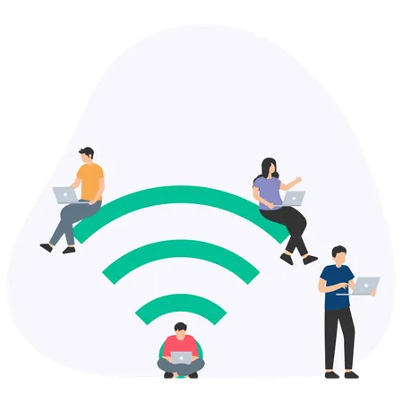 Personnes utilisant le réseau wifi  Illustration