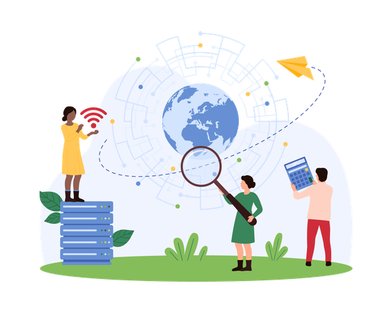 Personnes utilisant le service d'abonnement mondial  Illustration