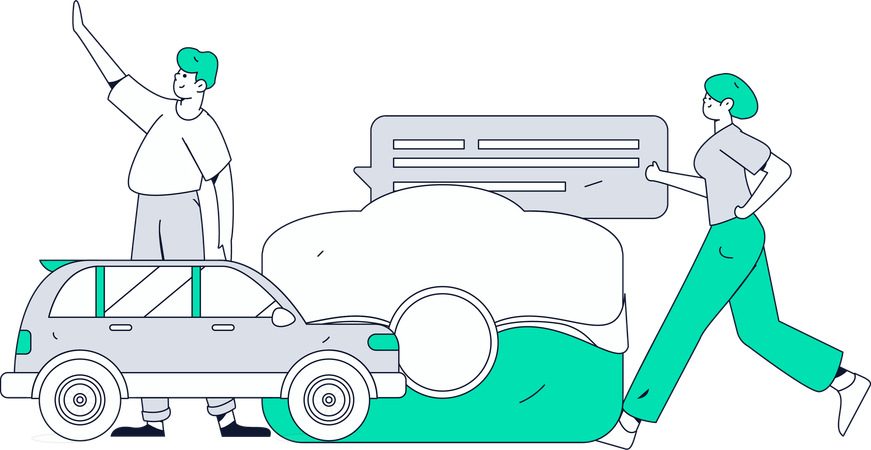 Personnes utilisant le service de taxi urbain en ligne  Illustration