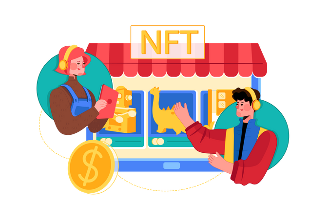 Personnes utilisant le marché NFT  Illustration