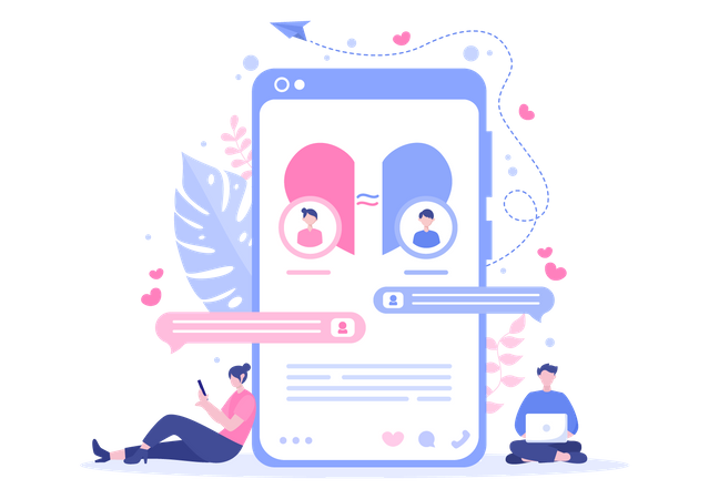 Personnes utilisant une application de rencontres  Illustration