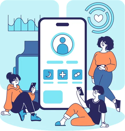 Personnes utilisant l'application Santé  Illustration