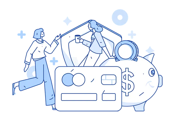 Personnes utilisant une carte de crédit  Illustration