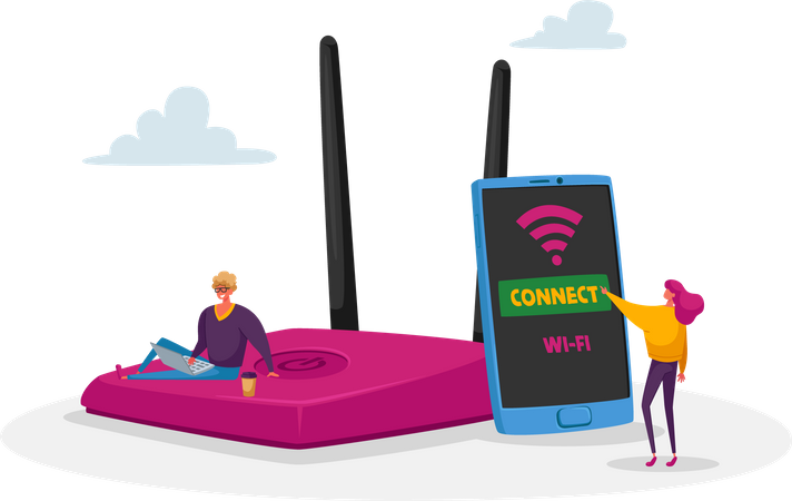 Personnes utilisant le Wi-Fi  Illustration