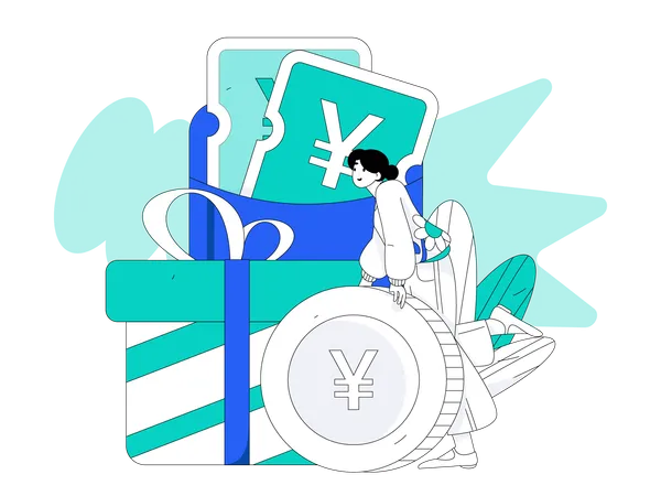 Personnes utilisant un portefeuille-cadeau en yens  Illustration