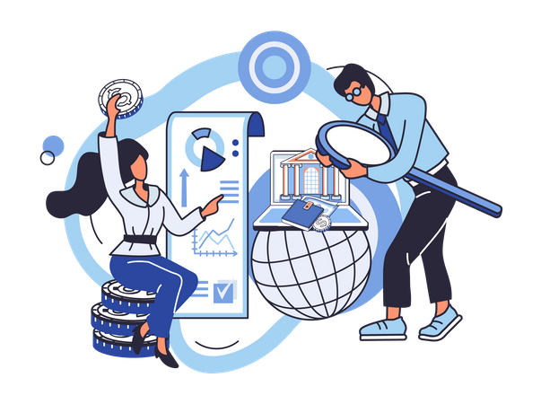 Personnes vérifiant un compte bancaire  Illustration