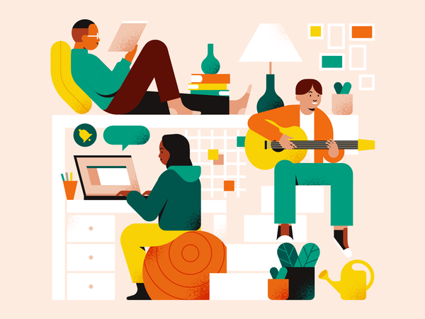 Personnes vivant dans un espace de cohabitation  Illustration