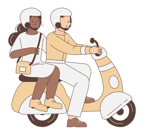 Des gens qui voyagent à moto  Illustration