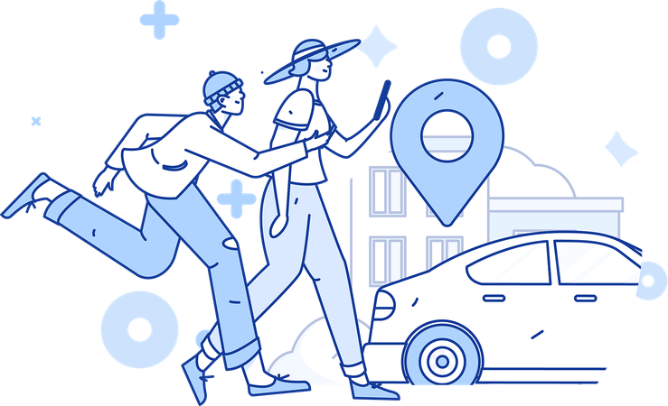 Personnes voyageant en taxi  Illustration