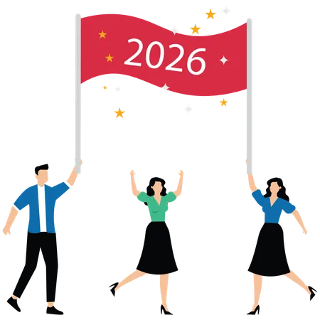 Perspectivas da equipe e dos negócios para o Ano Novo de 2026  Ilustração