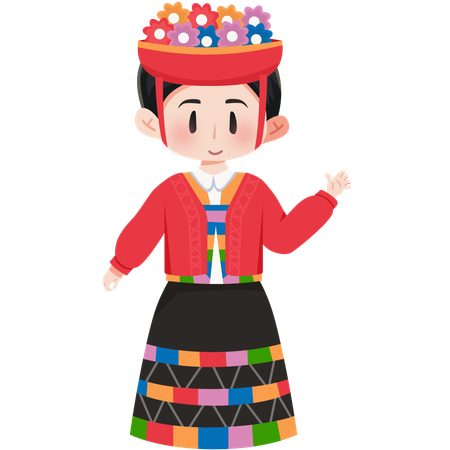 Chica poncho peruana  Ilustración