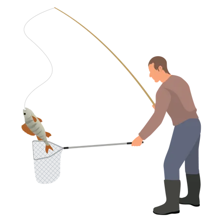 Pescador pescando  Ilustración