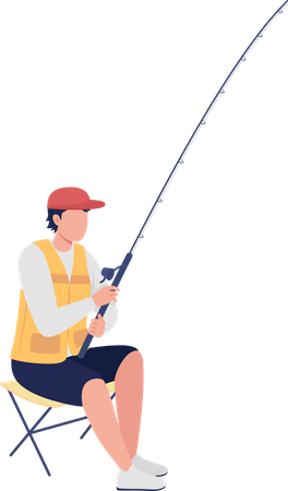 Pescador com vara de fundição  Ilustração