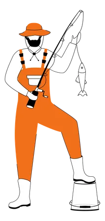 Pescador haciendo pesca  Ilustración