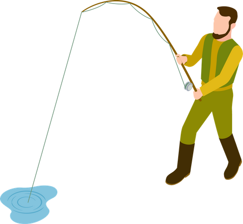 Homem pegando peixe  Ilustração