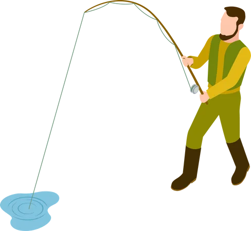 Homem pegando peixe  Ilustração