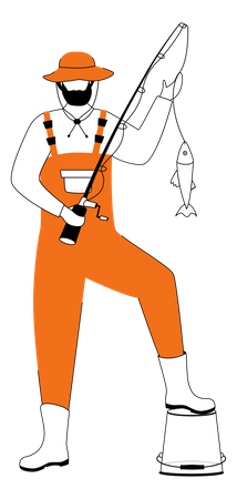 Pescador pescando  Ilustração