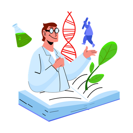 Pesquisa biológica em plantas  Ilustração