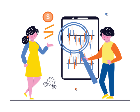 Pesquisa de investimento no mercado de ações  Ilustração