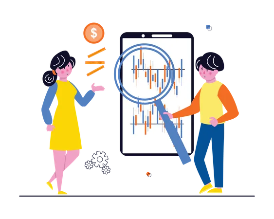 Pesquisa de investimento no mercado de ações  Ilustração