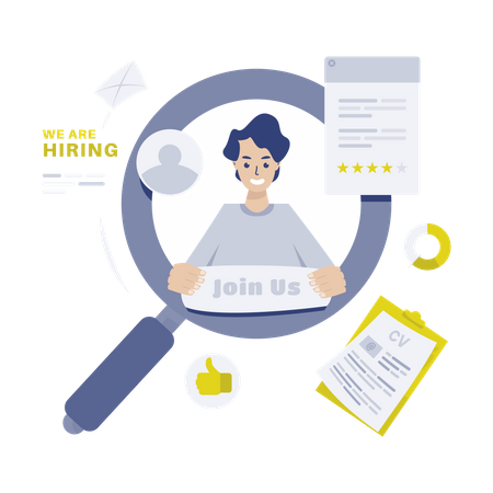 Pesquisa de recrutamento de emprego  Ilustração