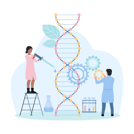 Pesquisa de DNA em laboratório médico  Ilustração