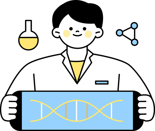 Pesquisador fazendo pesquisa de DNA  Ilustração