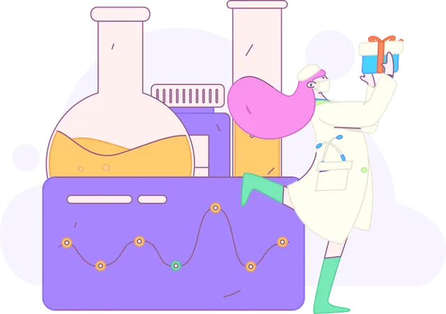 Pesquisador realiza testes de laboratório  Ilustração