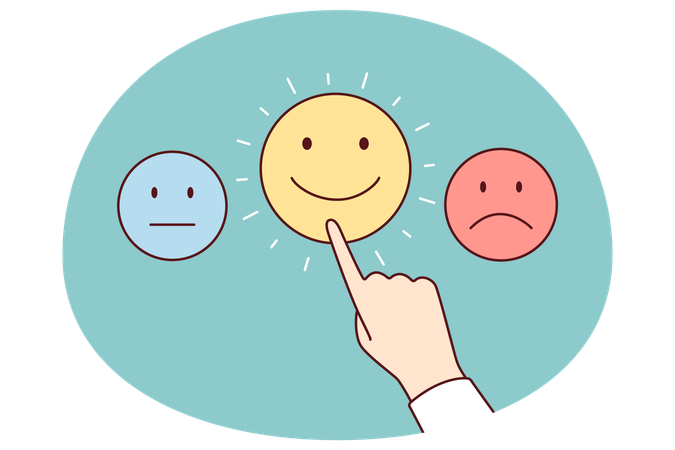 Pessoa selecionando diferentes emoções  Ilustração