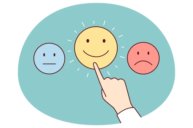 Pessoa selecionando diferentes emoções  Ilustração