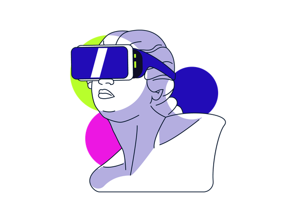 Pessoa usando fone de ouvido VR  Ilustração
