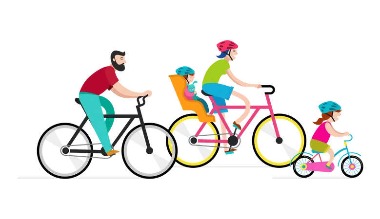 Pessoas andando de bicicleta  Ilustração