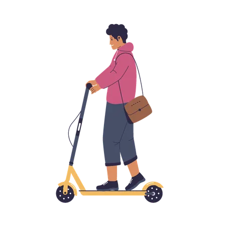 Pessoas andando de scooters elétricos  Ilustração