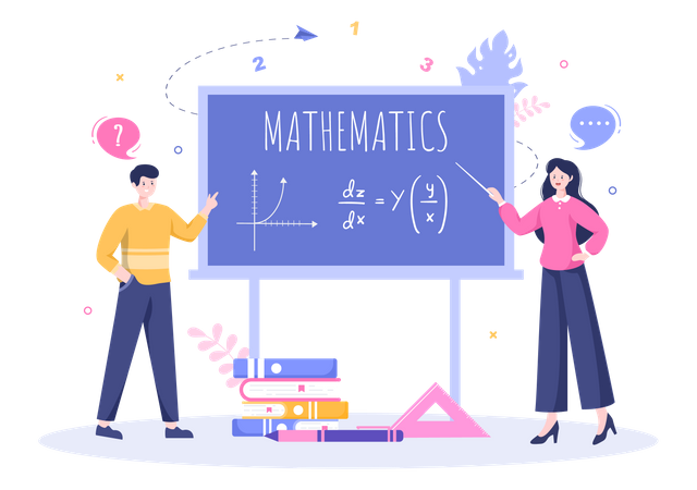 Pessoas aprendendo matemática  Ilustração