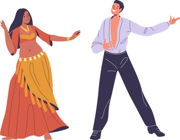 Pessoas curtindo dança tradicional  Ilustração