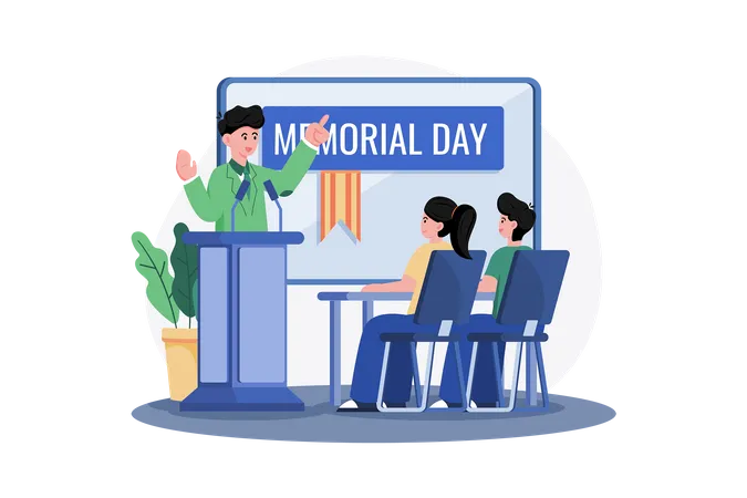 As Escolas Educam Os Alunos Sobre O Memorial Day Ilustração