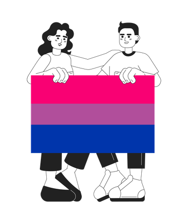 Pessoas com bandeira bissexual  Ilustração