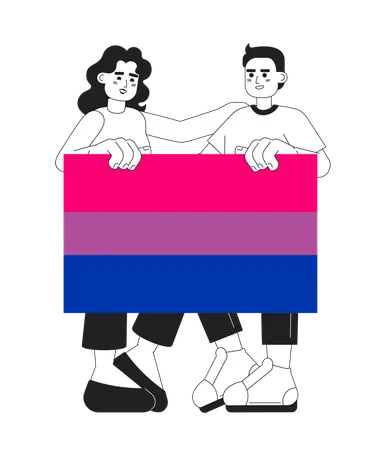 Pessoas com bandeira bissexual  Ilustração