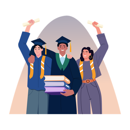 Pessoas comemorando o dia da formatura  Ilustração
