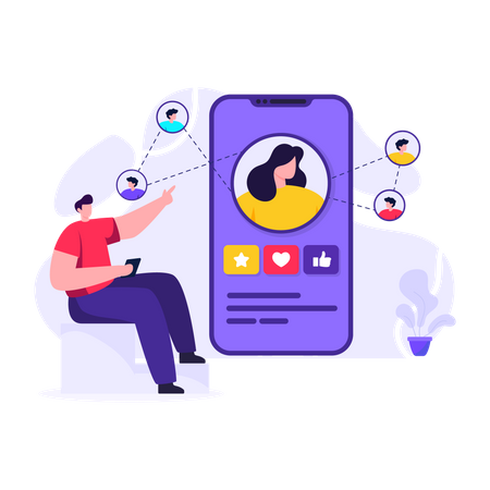 Pessoas conectadas pelas redes sociais  Ilustração